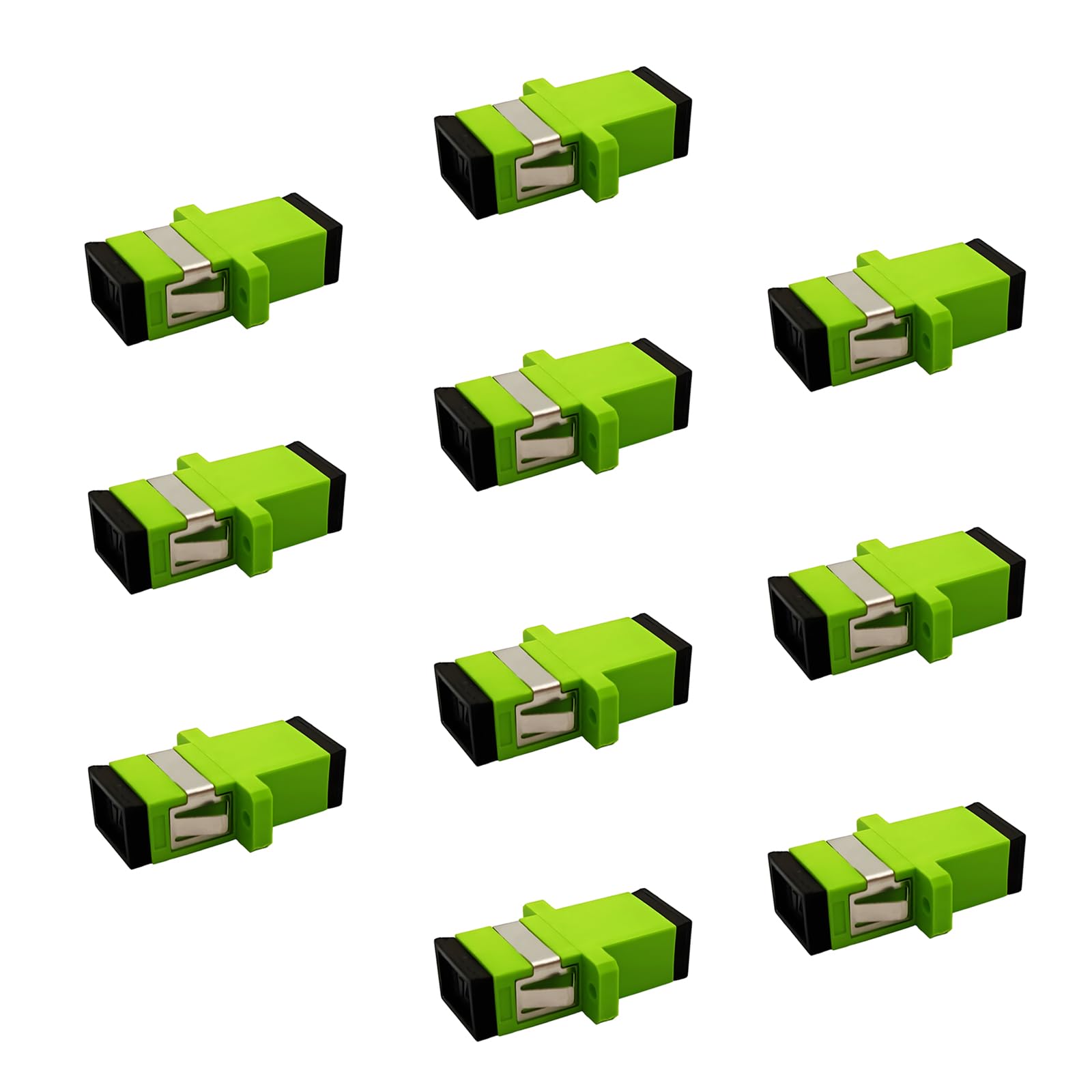 JOVXIAZ 10-Pack SC Fiber Optic Adapter - SC to SC APC Simplex Singlemode Coupler - Green