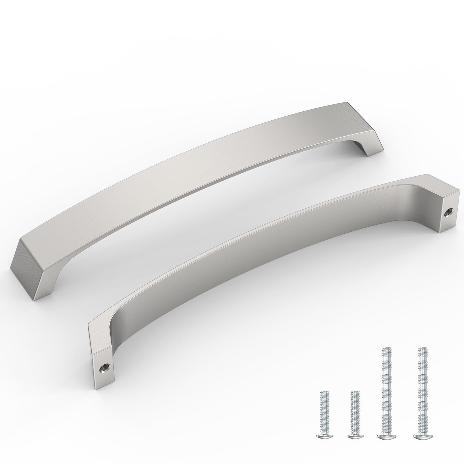 Furniware Pack of 10 Brushed Nickel Cabinet Handles, Cupboard Handles Drawer Pulls 192mm(7.6 Inch) Hole Center