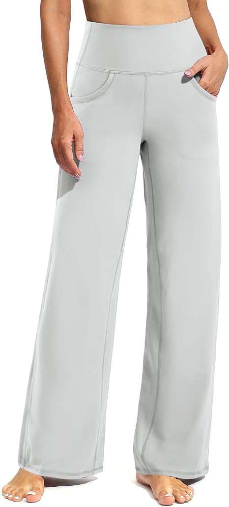 Promover wide leg pants for women with pockets, high waist stretch lounge pants