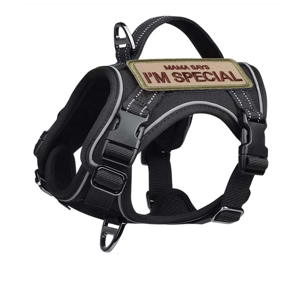 Piccola Imbracatura Tattica Militare in Nylon per Cani, per Campeggio, addestramento e Caccia, Cintura Riflettente, Maniglia Verticale