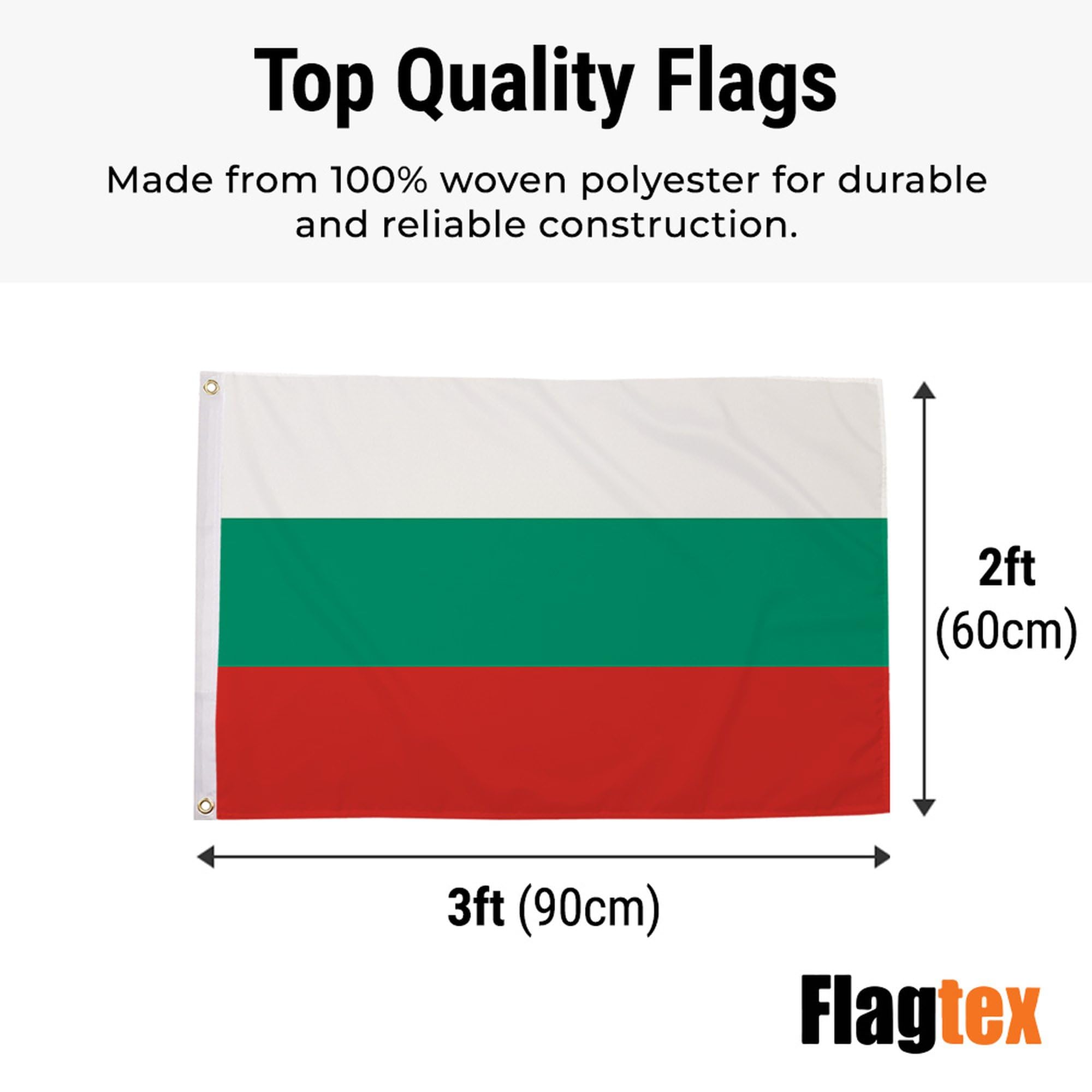 Bulgaria Flag Small 3ft x 2ft (90cm x 60cm) - Bulgarian National Flag for Garden Display, Outdoor Polyester Flag, European Country Banner, Sports Events — view 3