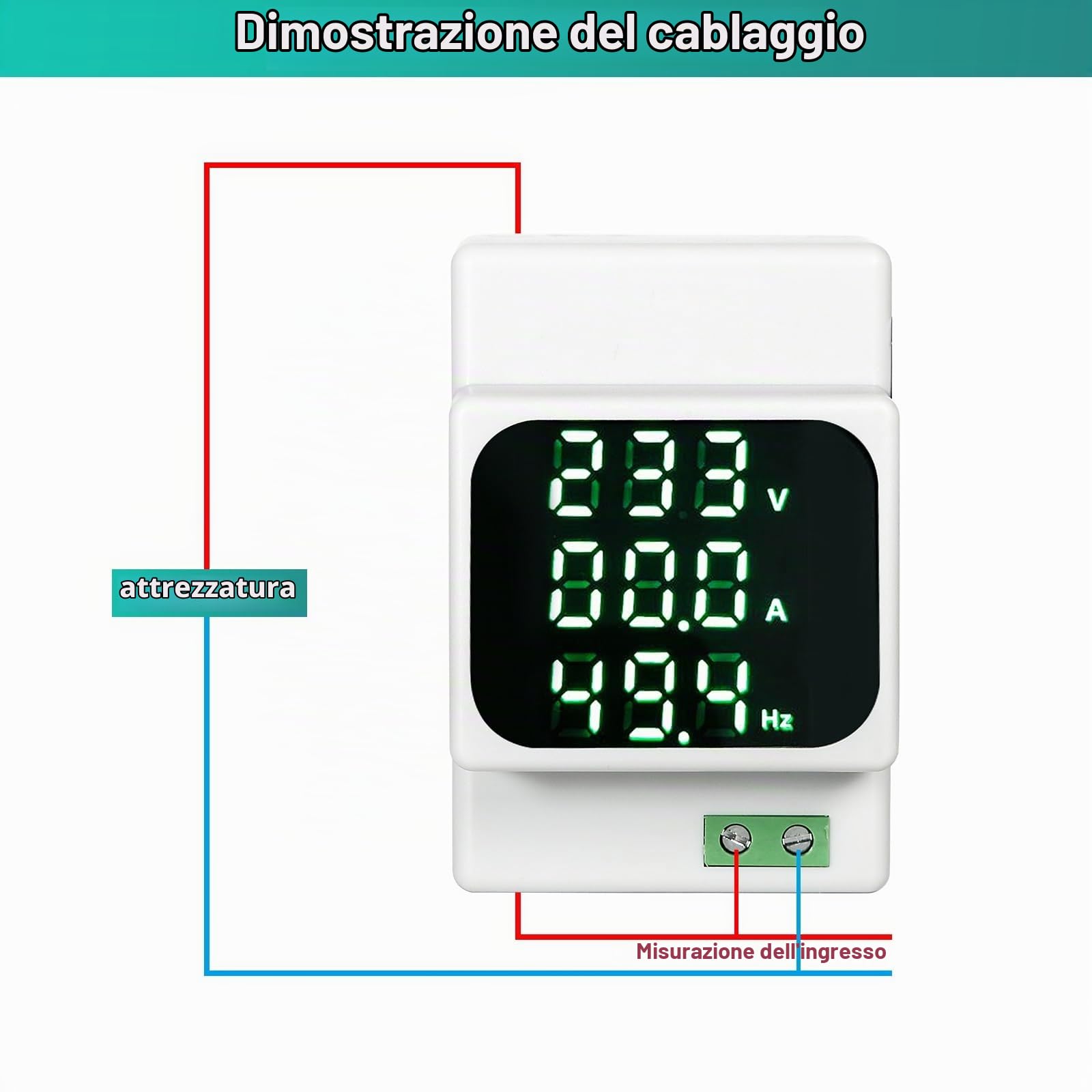 DEWIN Voltmetro Amperometro, AC50-500V Amperometro Voltmetro Digitale Misuratore di Tensione su Guida Din con Montaggio su Guida Din