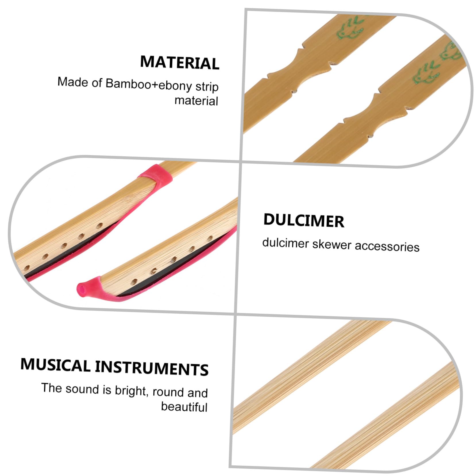 VICASKY 2pcs Yangqin Bamboo Yangqin Hammer Dulcimer Mallet Yangqin Jean Ebony Head for Yangqin Dulcimer Accessories Stretch Jeans Durable Dulcimer Bamboo Yueqin Ebony Bar - Image 7