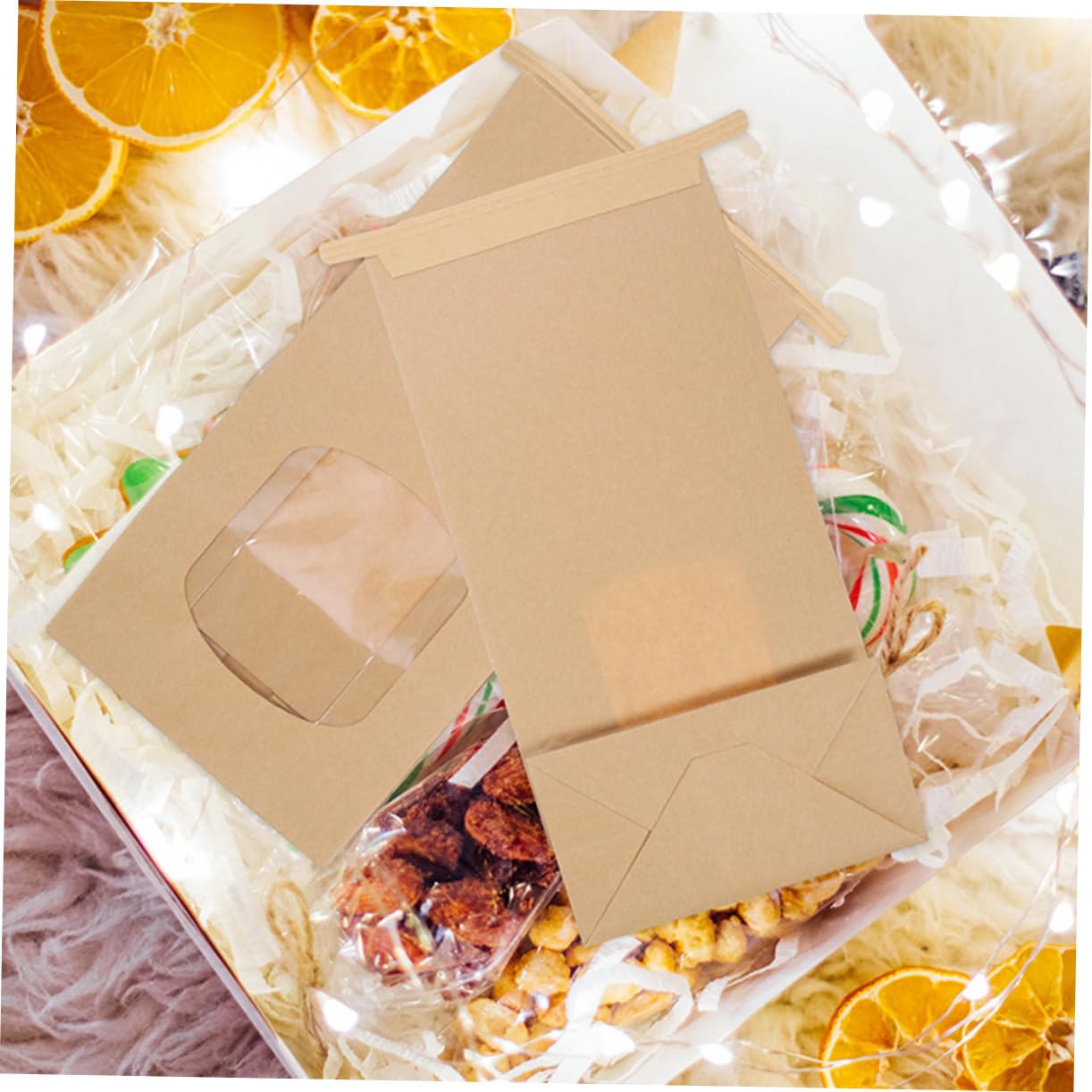 MUCKLILY 50pcs Clear Window Bakery Bags Grease Resistant Toast Paper Bags for Cookies Pastries Sandwiches for Baked Goods Packaging and Storage