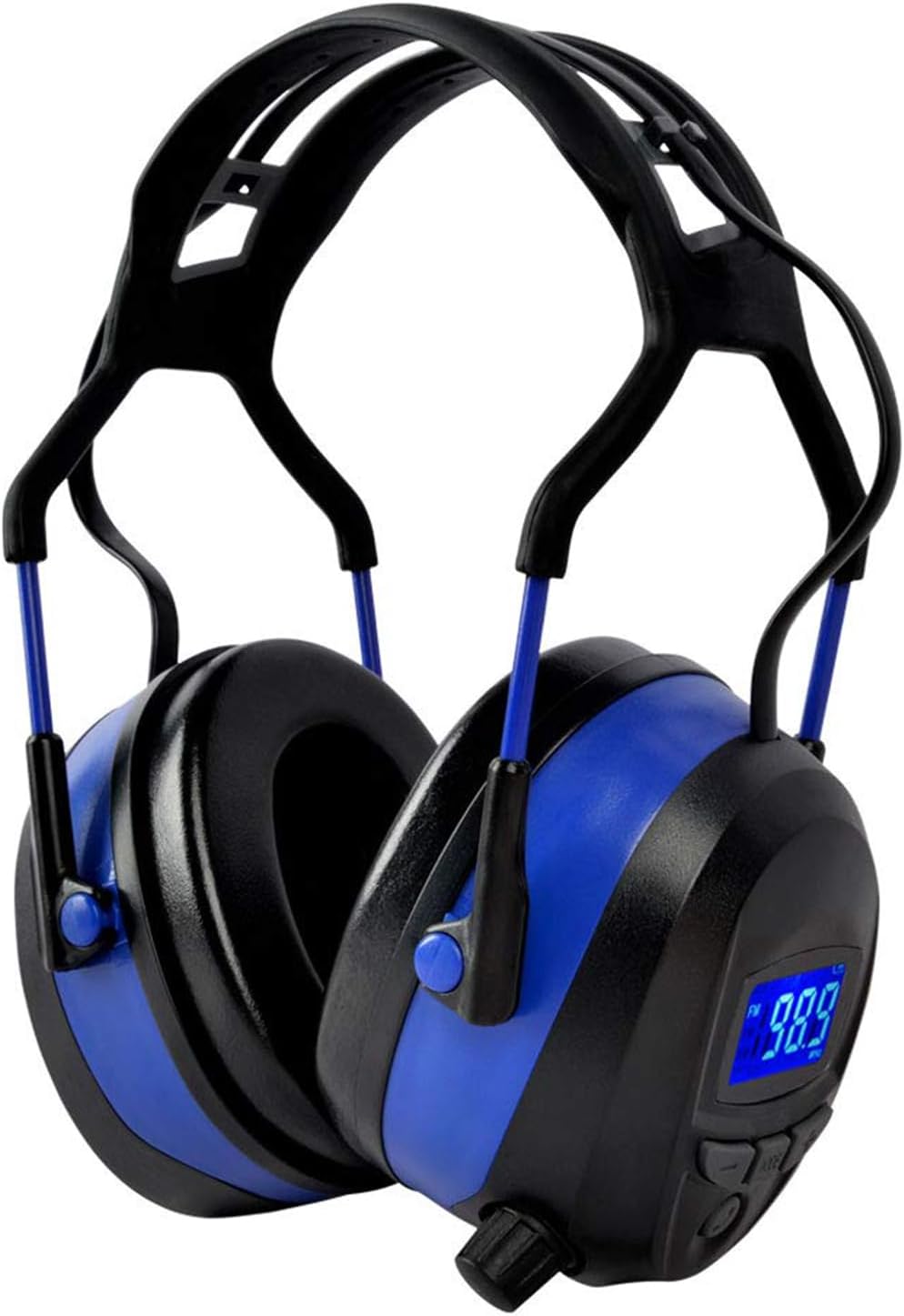 GARDTECH Bluetooth Noise Cancelling Ear Muffs with Wireless Radio MP3 FM Safety Ear Defenders, LCD Display, 4GB SD Card, Adult Ear Defenders for Garden Woodworking, Black&blue