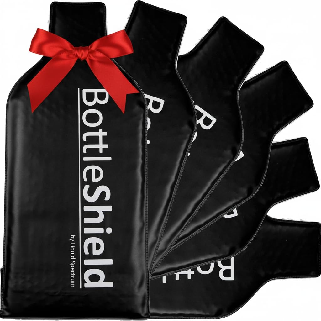 Reusable Wine Protector Travel Bag by Bottle Shield (6pack) - Bubble Cushioning Wrap Suit - Unbreakable Bottle Sleeve, Leak Proof - Wine Tote Bags Accessory for Suitcase Luggage