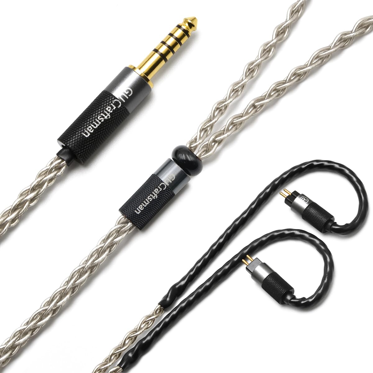 GUCraftsman 0.78mm-2-Pin IEM-Upgrade-Kabel aus 6N Einkristall-Silber für MOONDROP BLESSING 2, DUSK, 64 Audio Volur, U6t, U12t, Tia Trio, Vision Ears VE2, VE3.2, Empire Ears Legend X (4,4 mm Stecker)