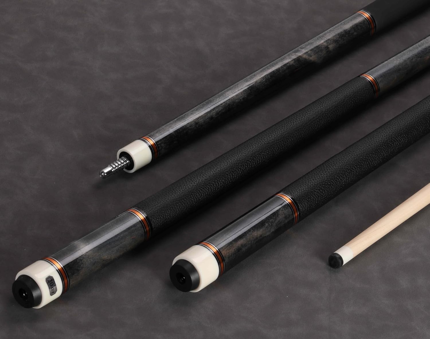Teekerwang Wine Red, Gray, Classic Canadian Maple Pool Cue Stick, Cow Leather Wrap, 58" 19 20oz 12.5mm Tip, Pro Billiard Cue,for Adults/Beginner/Pro Player. (Grey(only cue) Cowhide Wrap)