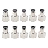 10 Pack Pneumatic Female Straight 1/4 Inch Tube OD x 1/4 Inch NPT Thread Push to Connect Air Fittings Ptc Air Connector Air Line Fittings Quick Connect Fitting