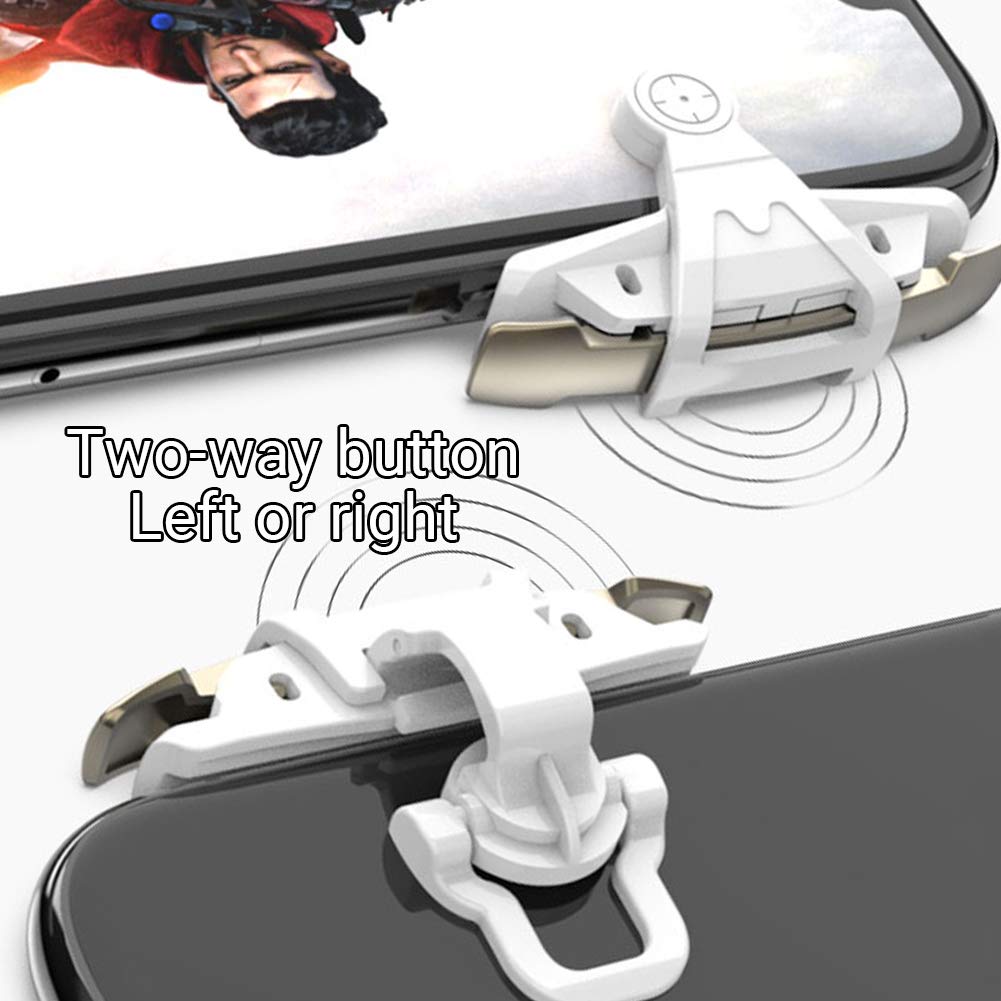 Ozkak Trigger Mobile Controller Joystick Smartphone Mobile Controller L1 R1 Gamepad Cellulari Mobili Game L1 R1 per PUBG COD Compatibile con Telefono Cellulare iPhone iOS Android, Bianco