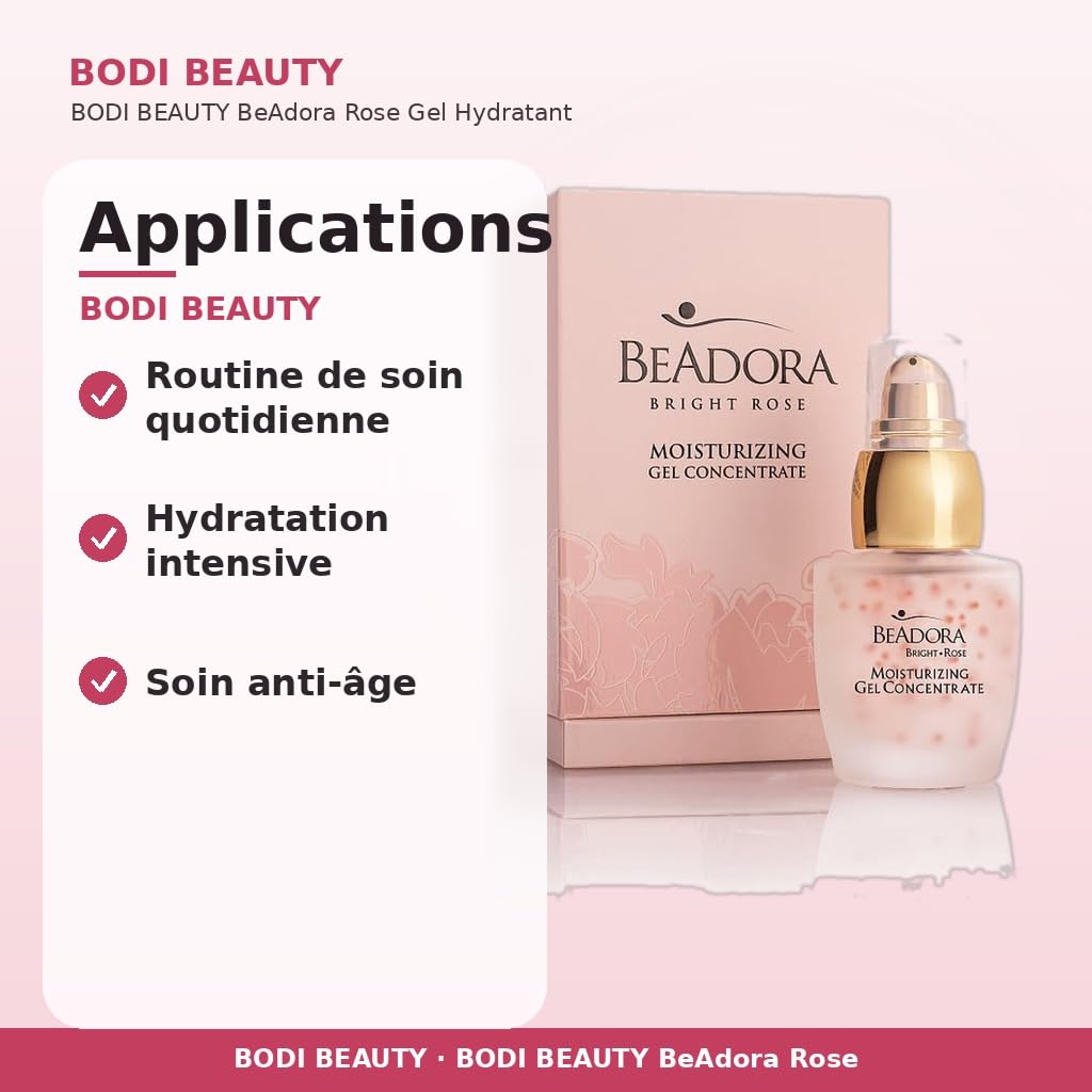 BeAdora Rose żelowy koncentrat nawilżający do twarzy 30 ml | Nawilżający koncentrat żelowy z olejkiem różanym, kwasem hialuronowym i białą truflą na dzień i na noc