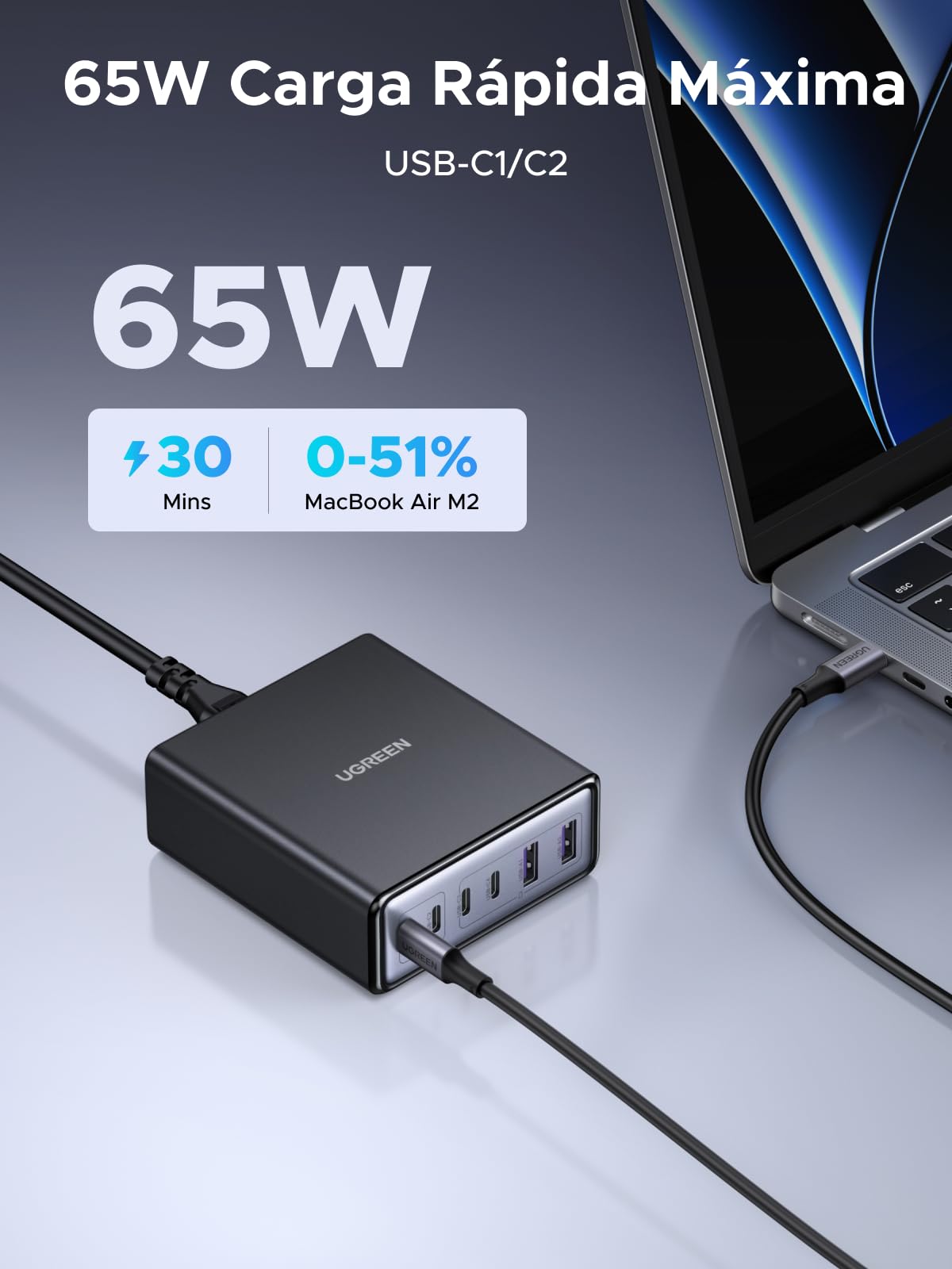 UGREEN Zapix 100W Cargador USB C GAN Estación de Carga de Sobremesa | 6 Puertos PD 3.0 PPS 25W Carga Rápida Compatible con iPhone 17 Pro Max Air 16 15 Galaxy S26 S25 Pixel 10 iPad MacBook Air