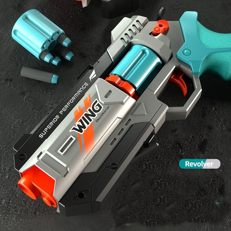 Miniatura 7 de VISPHYLY Revólver de juguete de bala suave, pistola de espuma segura con dardos, diversión con pistola Nerf y juguete de pistola para educación de