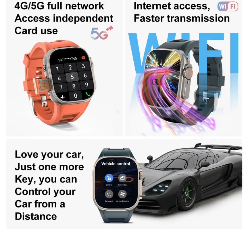 Image of HK Ultra One 4G /5G Smart Watch with SIM & GPS | 4GB RAM 32GB ROM | AMOLED Display | AI-Powered | Side Camera | Fitness & Sports Tracker for Men & Women (Black)