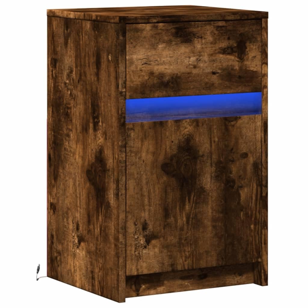 Stilvoller Nachttisch mit RGB-LED-Beleuchtung und Schublade aus langlebigem Holzwerkstoff für Schlafzimmer und Wohnzimmer