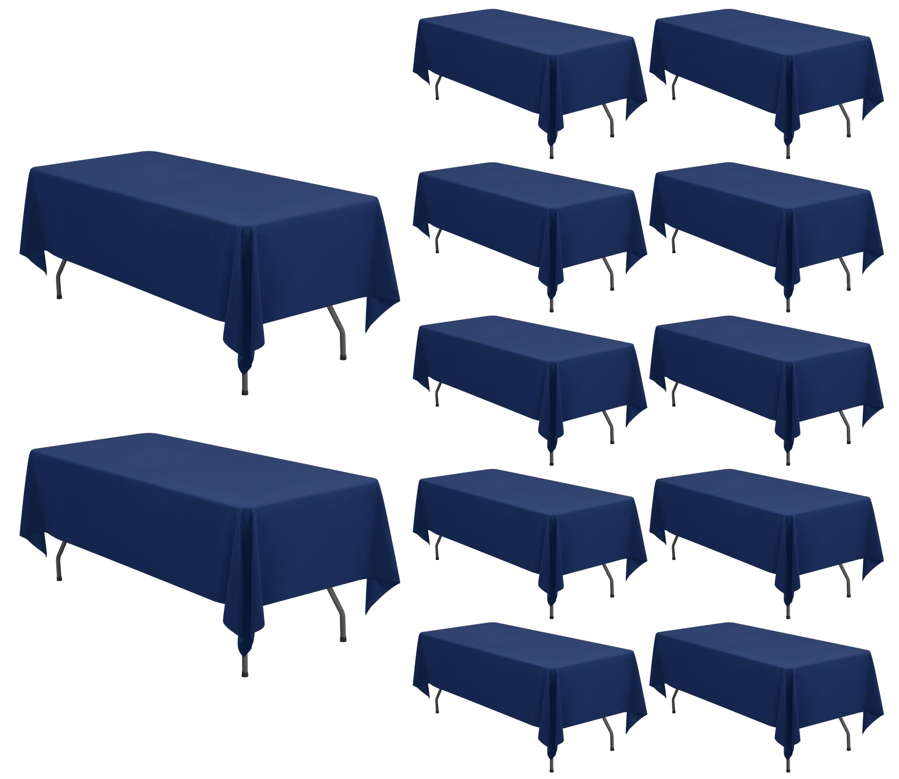Pesonlook 12 Packs Navy Blue Polyester Tablecloths 60 x 102 Inch for 6ft Rectangle Tables Washable Rectangular Polyester Tablecloth Navy Blue Table Cover for Wedding,Banquet,Event,Party