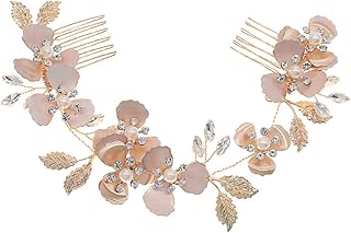 Beavorty 1 Peça Pente De Cabelo De Noiva Peças De Cabelo Para Casamento Peça De Cabeça Para Casamento Noiva Decoração De Casamento Cocar De Noiva Cristal Floral Pérola Cabelo Videira