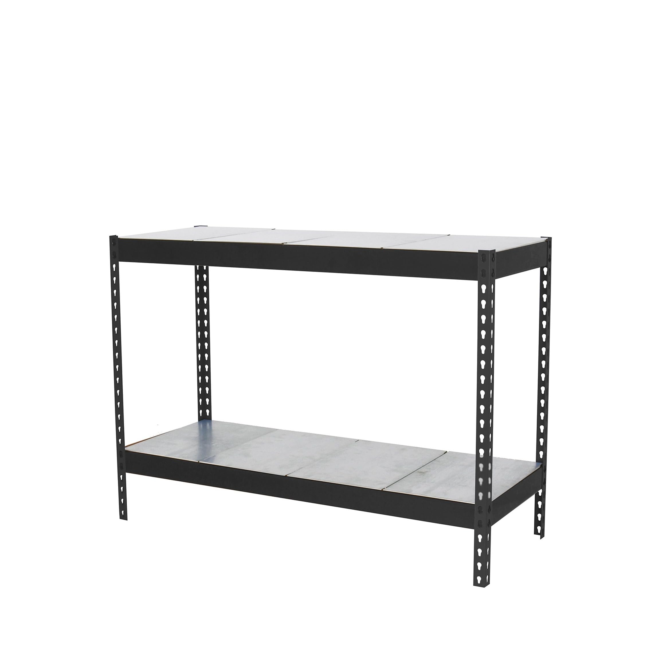 SimonRack Estantería Metálica Almacenaje, Sin Tornillos, 2 Baldas, Alta Capacidad Carga 400 kg, 900x1200x750 mm, Estantería Taller Garaje Trastero, Antracita/Galvanizado | 2 Estantes Metálicos, 400 kg de Punto Flexión, Pintura anticorrosión, Antracita/Gal