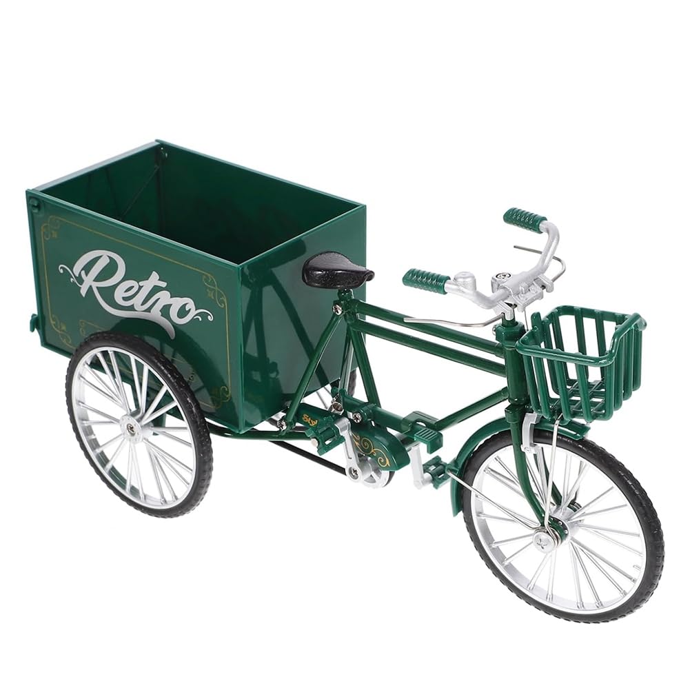 1 pièce Mini Tricycle Doigts Vélo Accessoires d'étagère Décor Modèle de Vélo Modèle de Tricycle Statue Vert Modèle de Tricycle Miniature Vélo