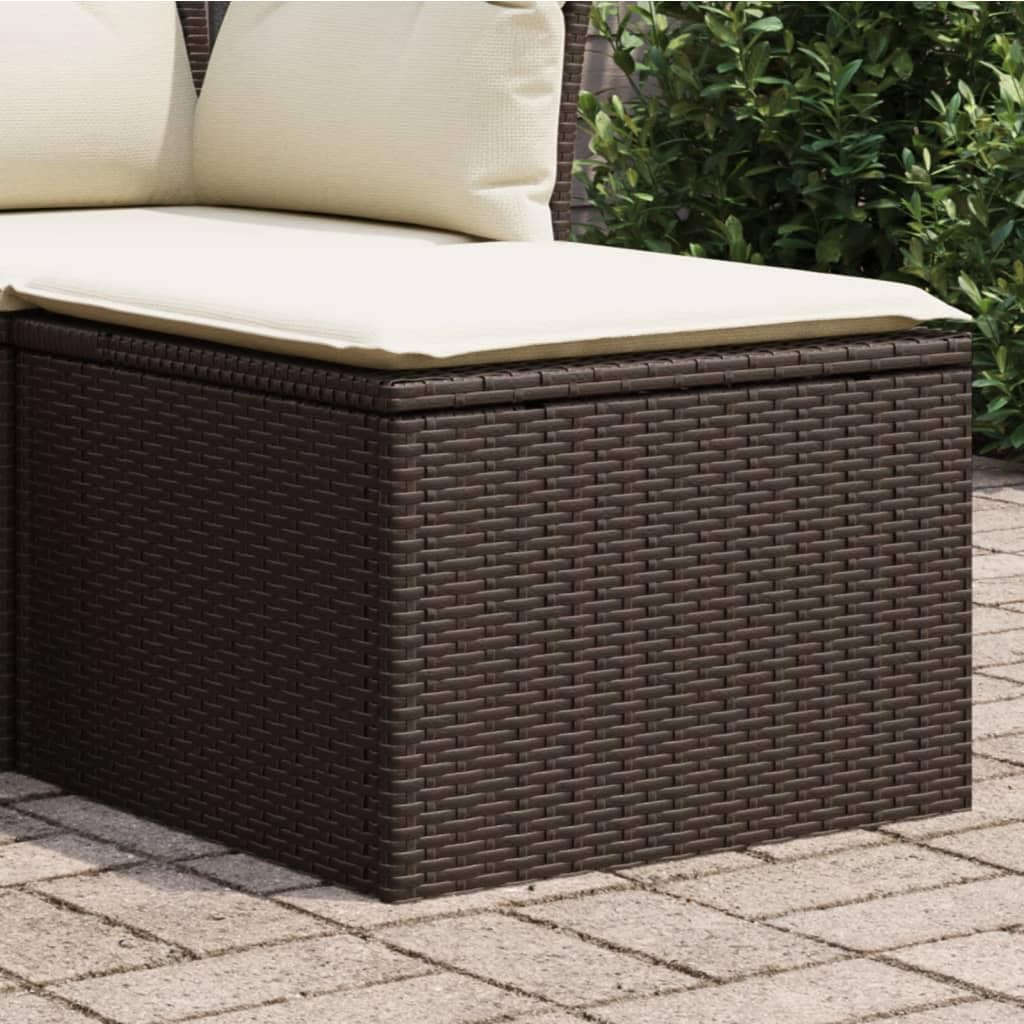 Genérico Taburete de jardín con cojín ratán sintético marrón 55x55x37 cm,Mobiliario,Muebles de jardín,Otomanas de Exterior,Marrón,7 kg,366206