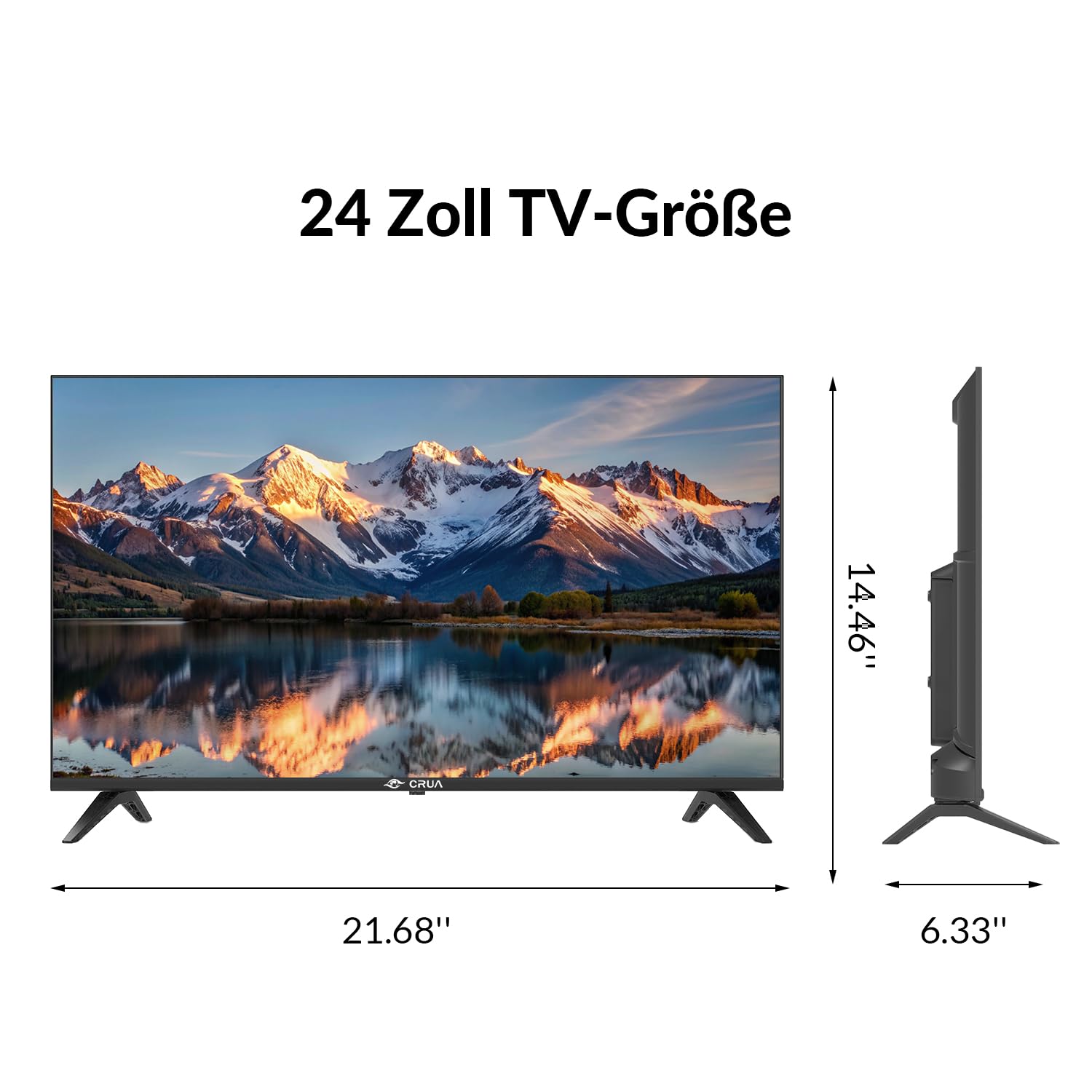 CRUA VIDAA Smart TV,24 Zoll (60 cm) TV,1366x768 HD TV,LED TV mit HDMI/USB/AV IN/Kompakt und Smart für Ihr Zuhause,Schwarz [Energieklasse E]