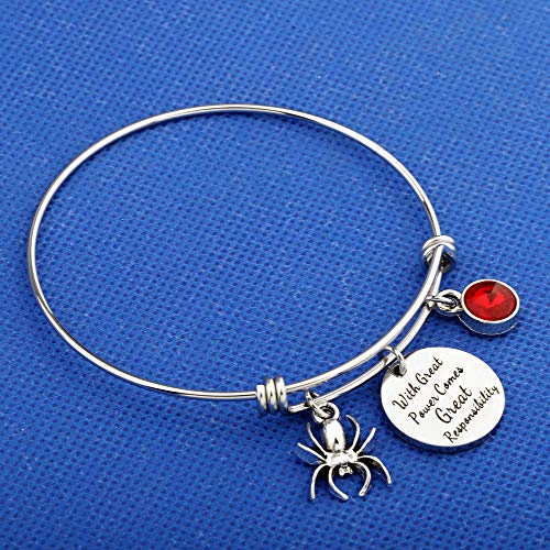 KUIYAI With Great Power Comes Great Responsibility Bracelet with Spider Charm Bangle Movie Gift Inspiration Jewelry4