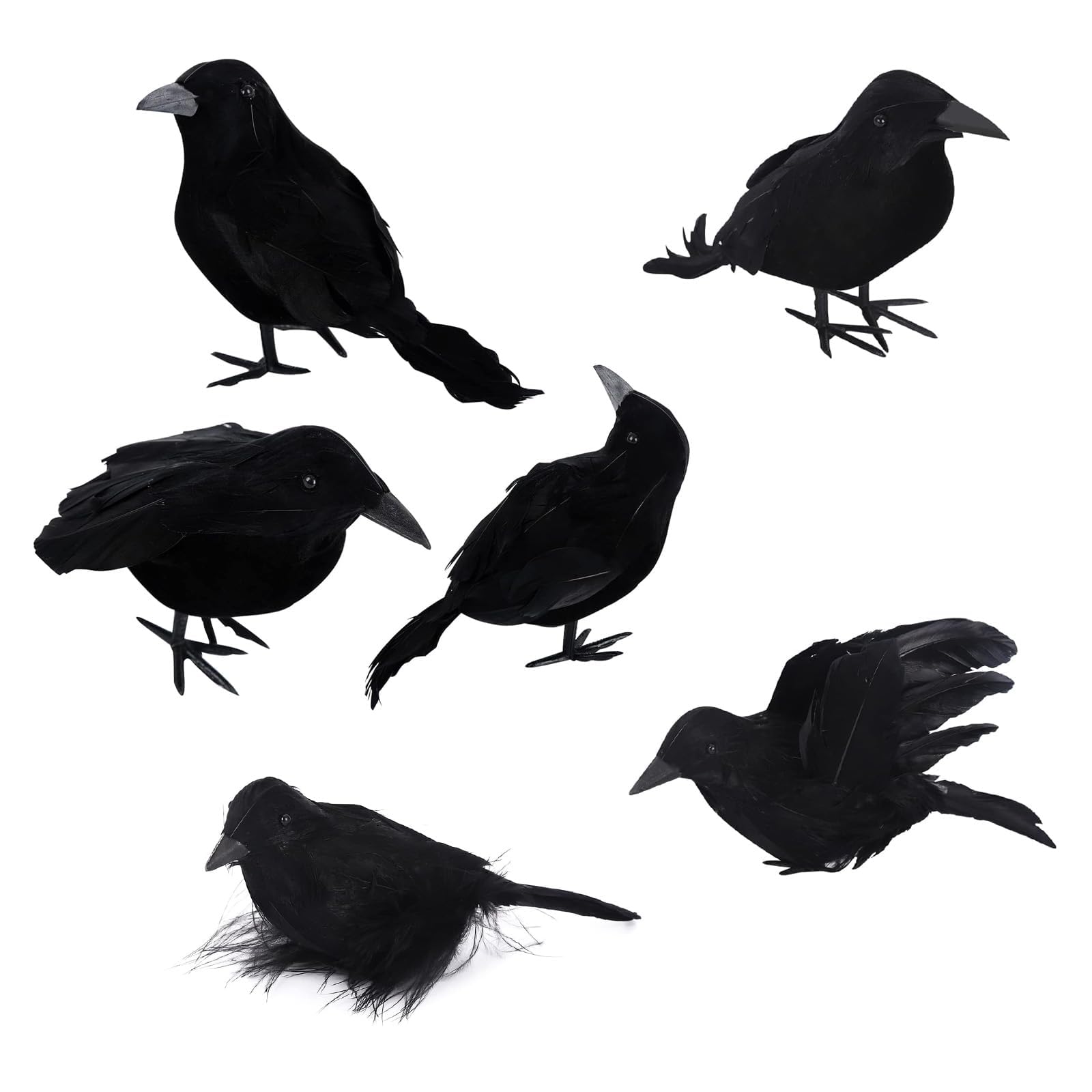QhgPnt 6 Black Crows, Halloween Decorations, Outdoor Raven Birds