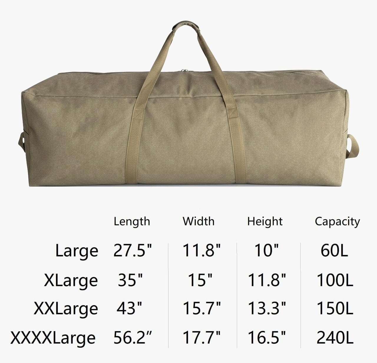 Extra Large Canvas Travel Duffle Bag Heavy Duty, Sports Travel Military Camping Tent Storage - Image 3
