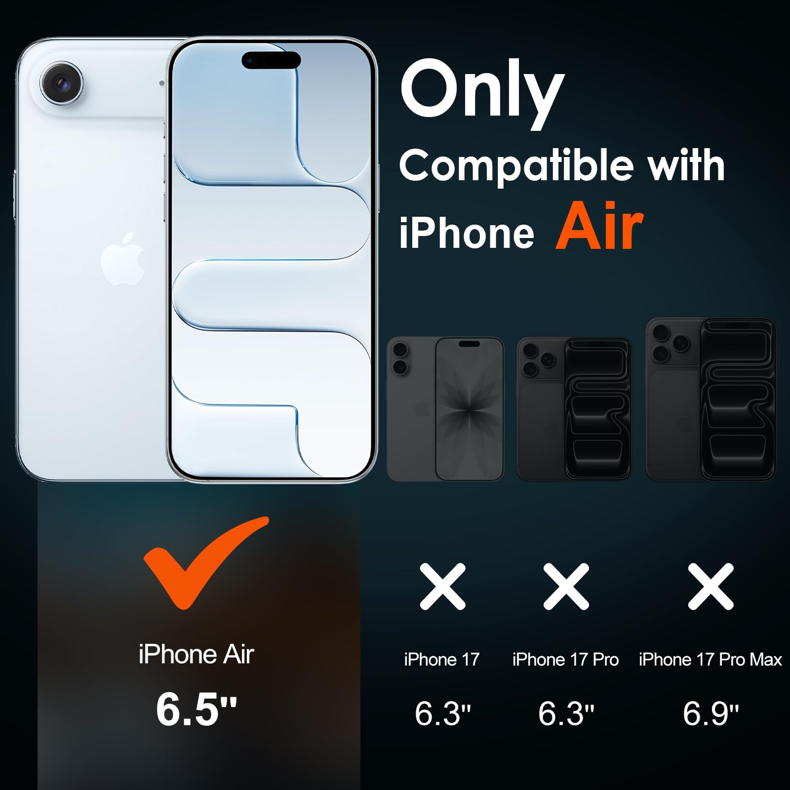 iVoler 2 Pezzi Pellicola Vetro Temperato per iPhone Air/iPhone 17 Air 6.5 Pollici, con Strumenti di Installazione, Pellicola Prottetiva Anti Graffio, Durezza 9H, HD Trasparente, Senza Bolle