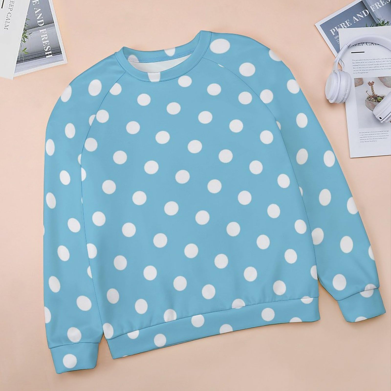 Amazon.co.jp: パーカー 水色 ブルー ドット柄 水玉 レディース プル