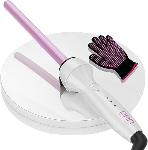 Dan Technology Varita rizadora fina, rizador delgado, rizador de 12 pulgada, rizador de temperatura ajustable, varita de pelo de doble voltaje,
