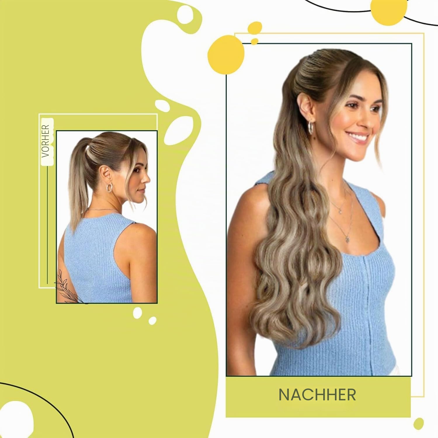 RUNATURE Echthaar Zopf Echte Haare Ponytail Extensions Echthaar Haar Pferdeschwanz Extensions Echthaar