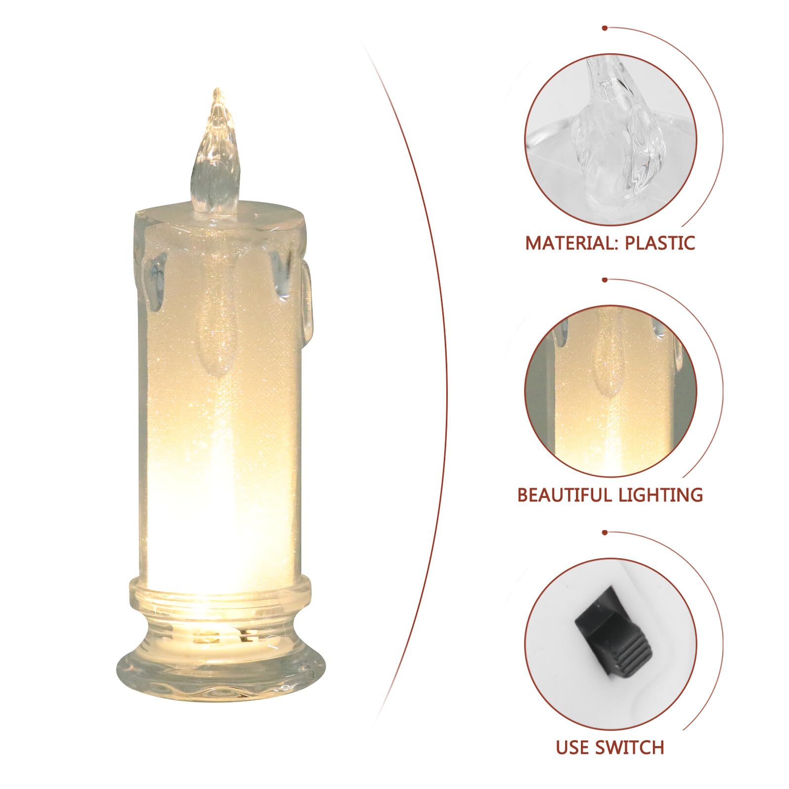 Ciieeo Lampade Elettriche a Candela LED senza Fiamma, Set 6 Pezzi, Luci Decorative per Uso Domestico e Festival, Illuminazione Romantica per Interni ed Esterni