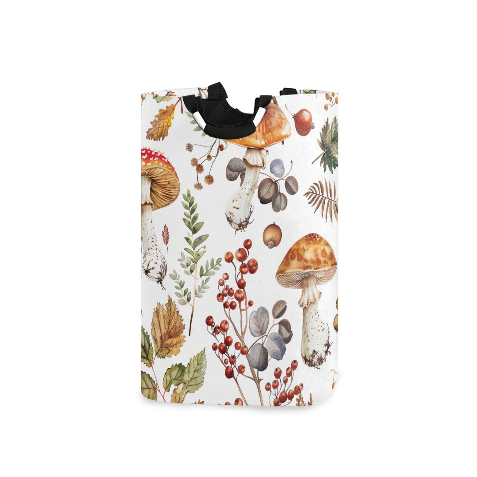 Jihqo Laundry Hamper Basket Forest Mushrooms Collapsible Nursery Storage Bin Waterproof Clothing Baskets for Home Bedroom Bathroom Washing Room