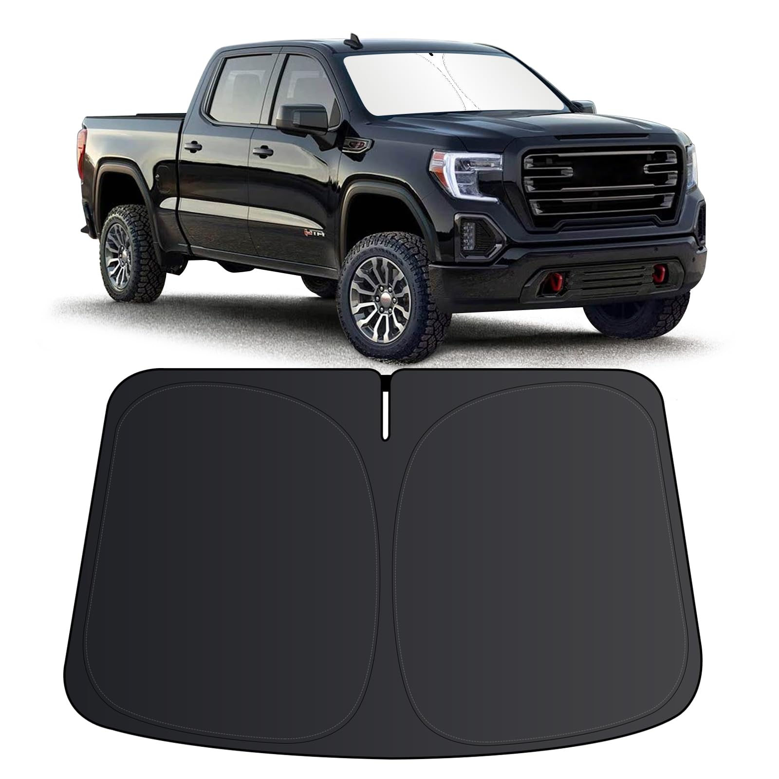 Windshield Sun Shade for 2019-2025 GMC Sierra 1500 2500 3500, Car Front Window Covers Sun Visor Protector, Foldable Blocks UV Rays Windshield Sunshade for GMC Sierra 1500 Accessories