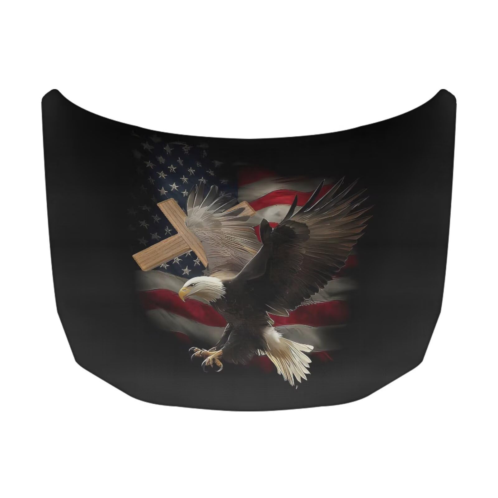 Car Hood Cover Eagle American Flag Print Car Hood Wraps Waterproof Auto Exterior Accessories Elastic Polyester Auto Banner for Compact Sedans SUV Trucks Van (59×39 Inch)
