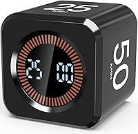 COWVTUJ Pomodoro Timer Cube: 5/10/25/50 Min Flip Timer for Kids ADHD Focus, Visual LED Countdown, Custom Time, Silent Mode (Black)