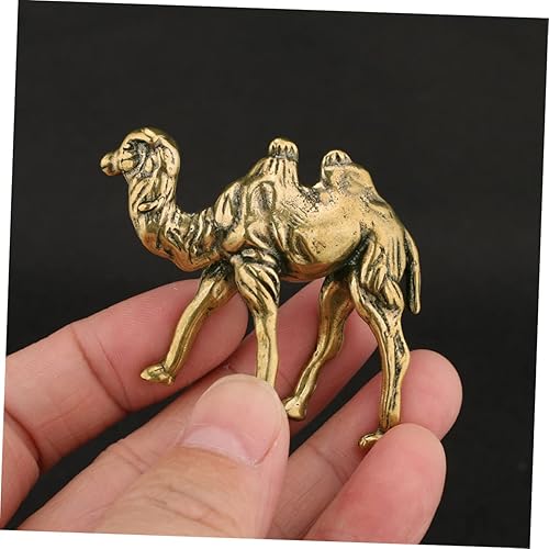Miniatura 4 de DECHOUS Estatua de latón de camello de latón, estatua de animales de mesa, escultura de animales silvestres, figura de pesebre, escultura de camello