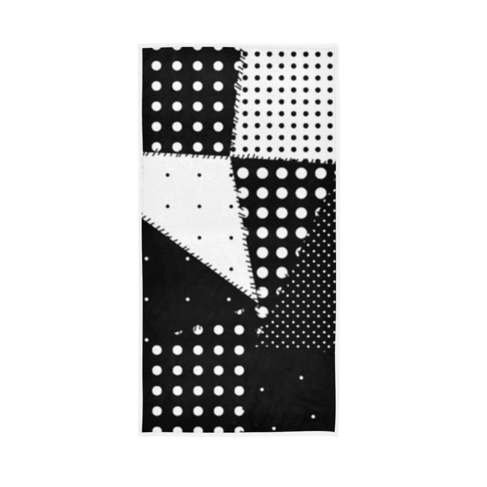 LSRCPD Patchwork Polka Dot Black White Soft Hand Bath Towel 30" x 15" Thin Fast Drying Absorbent Soft Towels for Kitchen Gym Spa Hotel Beach