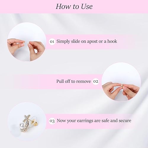 Miniatura 6 de 320 piezas de aretes de goma para tachuelas, parte trasera de silicona hipoalergénica de plástico transparente para aretes, tapones de embrague de