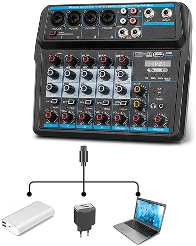 Miniatura 6 de Mezclador de audio, consola de mezcla de sonido, mezclador profesional, mezcla de potencia, USB para grabaciónDJkaraokeescenario y estudio (6