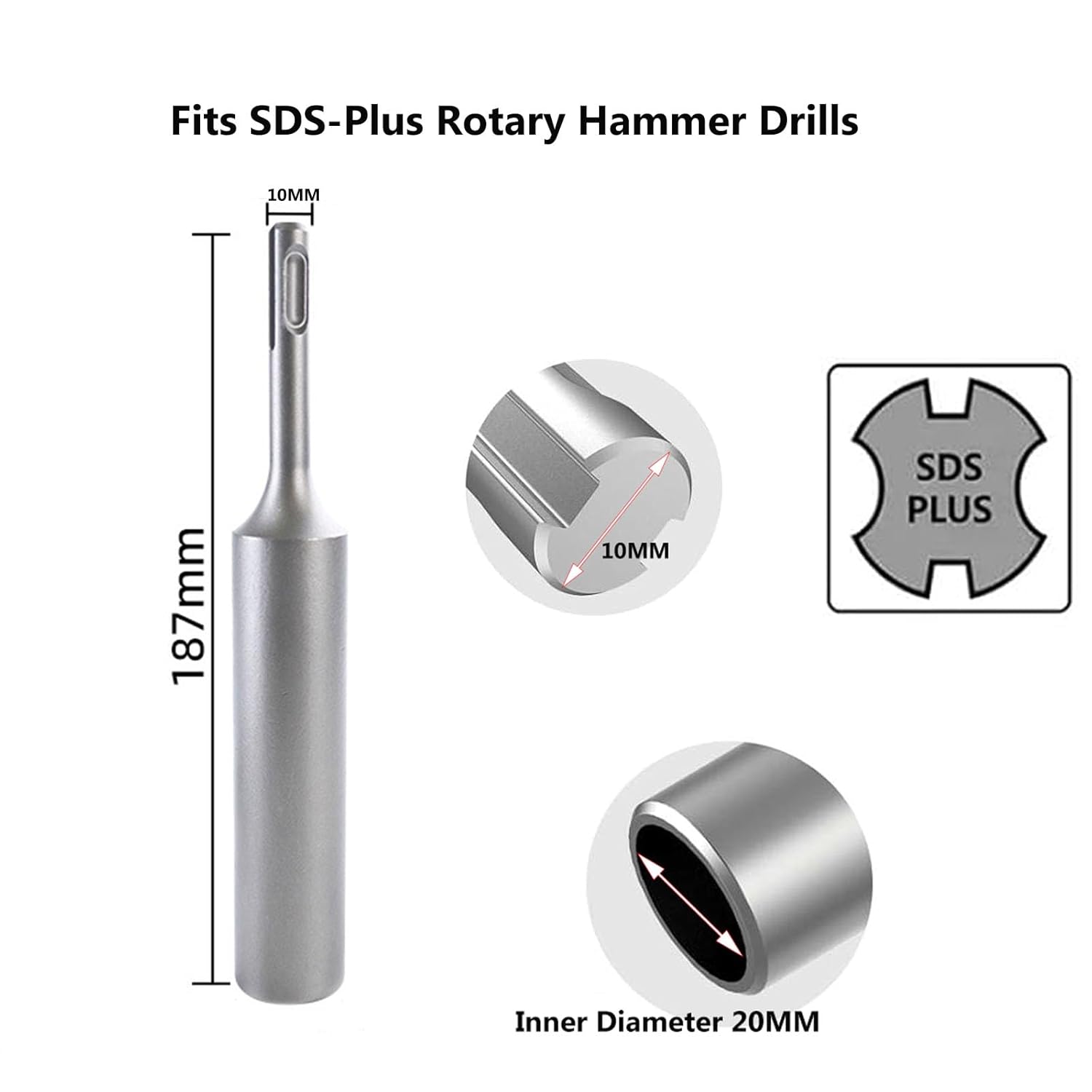 SDS Plus Ground Rod Driver for 5/8" 3/4" Ground Rods Compatible with Bosch Dewalt Milwaukee Hilti and All SDS-Plus Rotary Hammer Drills