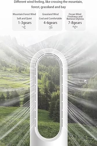 Miniatura 6 de Generic Caram Air Ventilador sin aspas, ventilador de torre de 22 pulgadas con tacto y control remoto, funcionamiento silencioso, 8 velocidades,