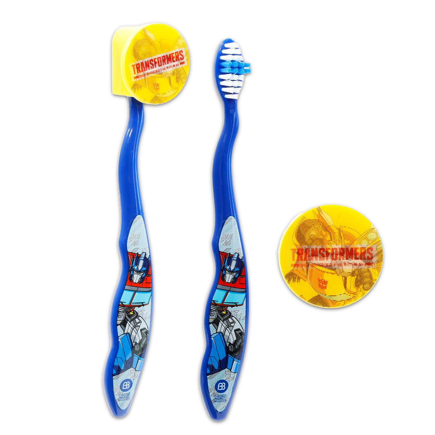 Transformers Zahnbürsten-Set für Kinder – Paket mit 3 Optimus-Prime-Zahnbürsten mit Sammelkappen und Aufklebern für Kinder, Jungen, Kleinkinder | Transformers Zahnbürsten-Set