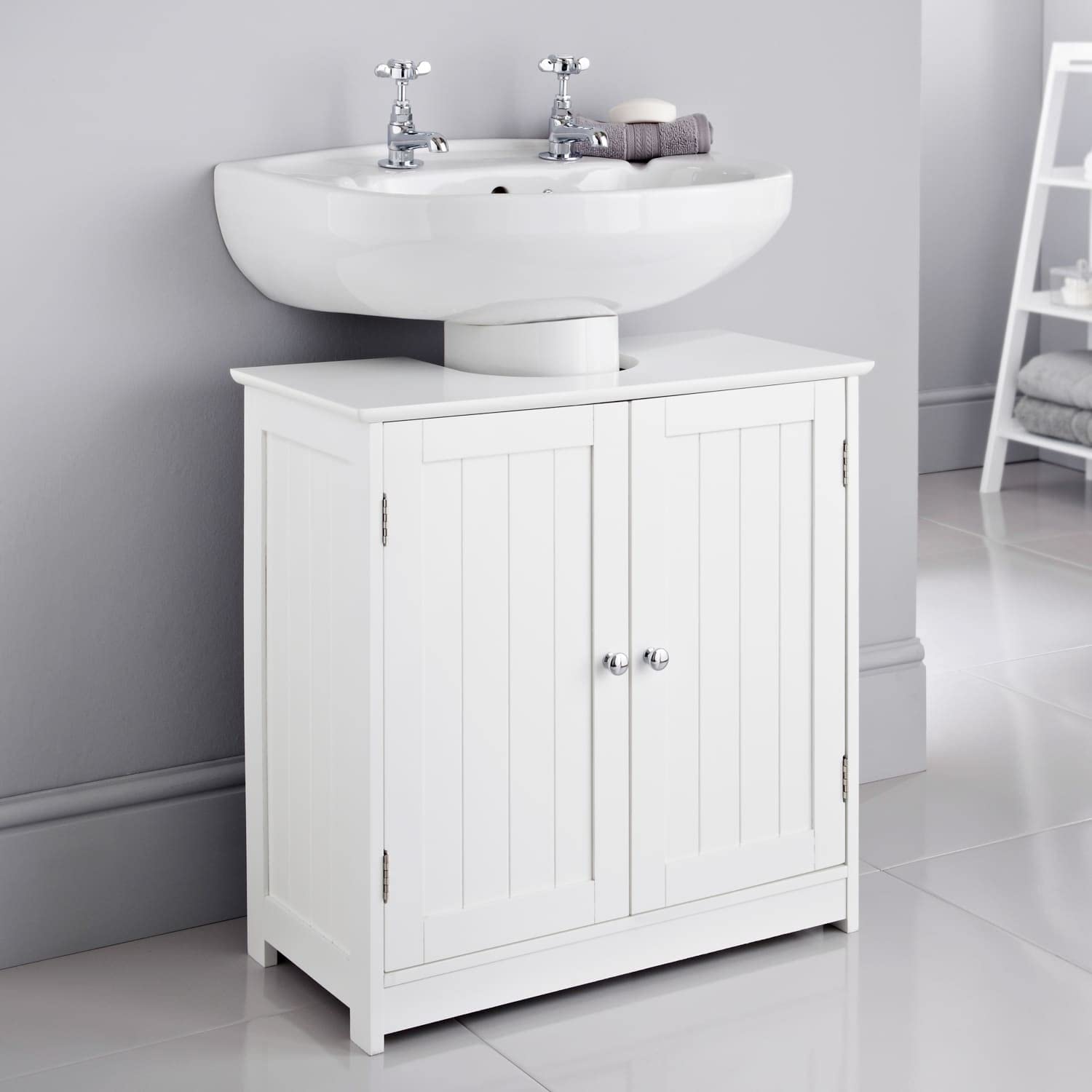 Homme Concept - White Under Sink Bathroom Storage Cabinet Free Standing ...