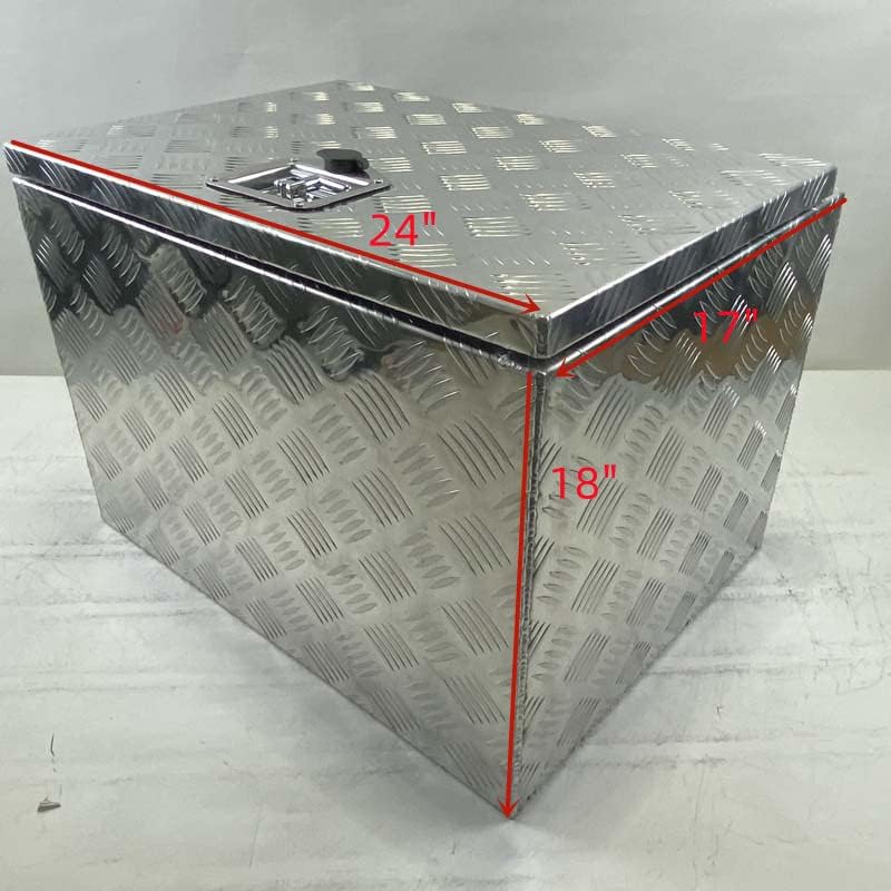 24" Truck Trailer Tool Box Aluminum Storage Boxes Truck Bed Underbody Toolbox Utility ATV Pickup Flatbed Organizer Lockable with Keys