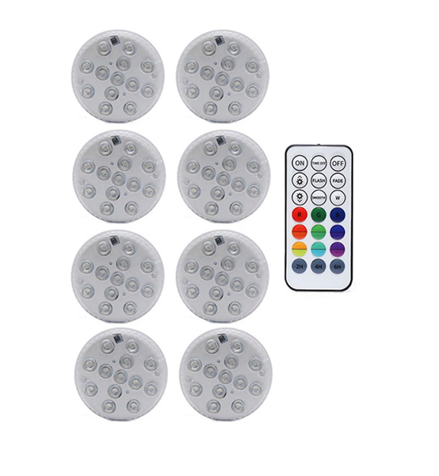 Magnétique 13LED s RGB Lumières Sous-Marines 16 Couleurs Lampe De Piscine for Mariage Fête De Vacances Jardin Étang Vase Fish Tank Décor (Color : 1 controller 8 Lamp)