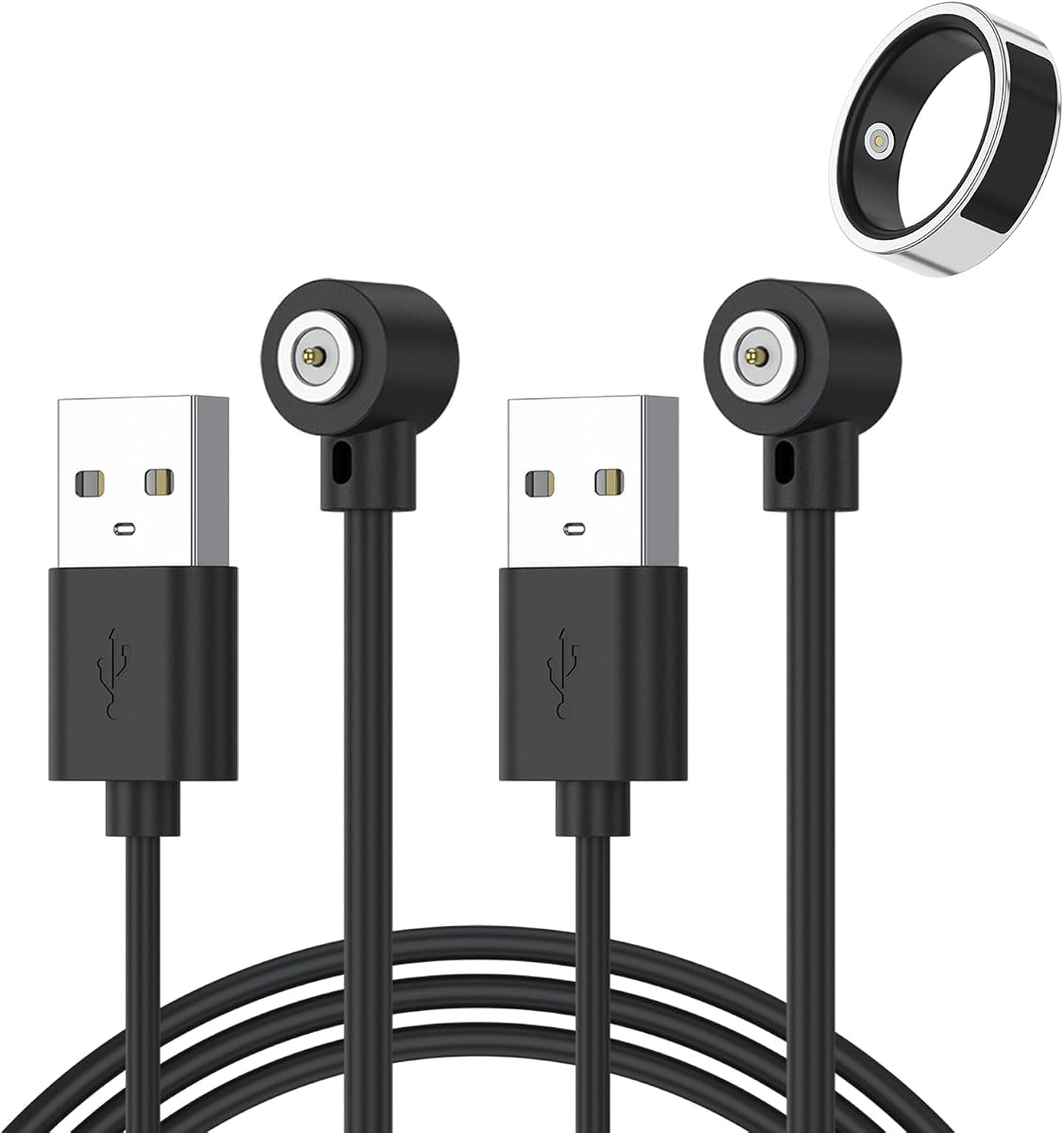 Meliya Paquete de 2 cables de carga magnéticos de repuesto para anillo inteligente R02 R09 R18 R03 R06 R08 R10 R11 R11M SR11M R12 BJ02 SRC01 SRC10 SR08 SR09 SR10 SR11