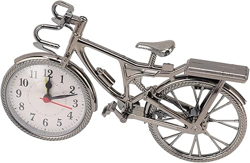 Miniatura 5 de ViaGasaFamido Vintage Bike Clock Lifelike Retro Desktop Alarm Clock for Home Office, Premium Compact Ornament Table Clock