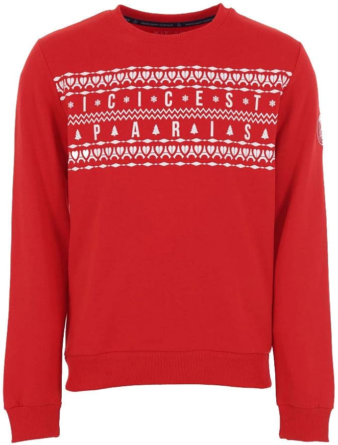 Felpa PSG Ici C'est Paris Christmas, licenza ufficiale, colore: rosso.,  Uomo, rosso, M : Amazon.it: Sport e tempo libero